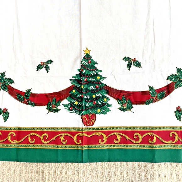 Christmas Tablecloth Cotton Blend Festive Holiday Table Cover Large Rectangle - Picture 3 of 8